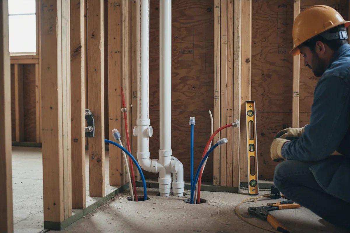 Drain and supply rough-in during Drain Cleaning in Ballinger